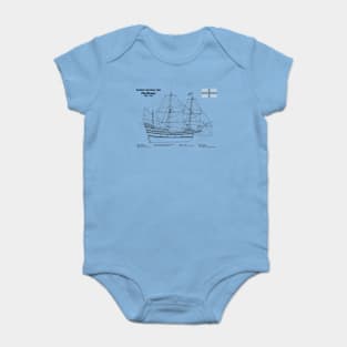 Mayflower plans. America 17th century Pilgrims ship - SDpng Baby Bodysuit